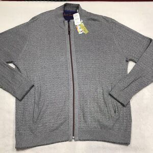 NWT ROBERT GRAHAM Taranto Cardigan Sweater Men 3XL Gray Full Zip Wool Blend